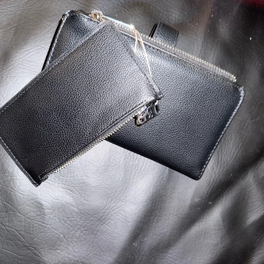 CXL Christian Lacroix Bryce Black Pebble ID Fold Zipper Wallet Set NWT
